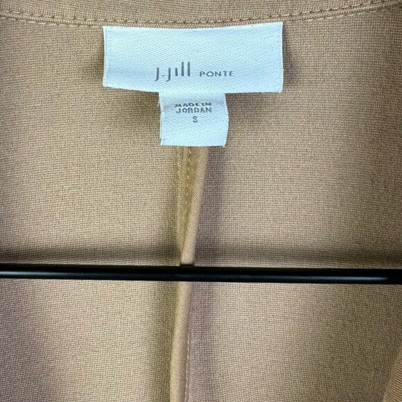 J. Jill Ponte Knit Stretchy Blazer Camel Tan jacket Three Button Small Causal - Picture 8 of 8